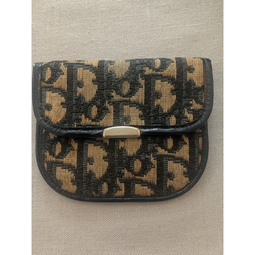 DIOR Trotter Canvas/Leather Coin/Card Pouch with COA